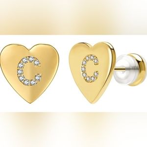 Super Cute Heart Initial "C" Earrings